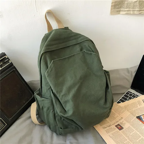 Miniatura 3 de CBDAO Bolsa de lona para mujer, mochila de ocio de gran capacidad para hombres y mujeres, mochila de viaje para hombres y mujeres, Verde, Mochilas