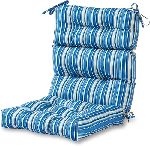 Miniatura 72 de Cojines para silla de respaldo alto para exteriores, diseño de asiento y respaldo con bisagras de una pieza, reversibles con 4 lazos, tela