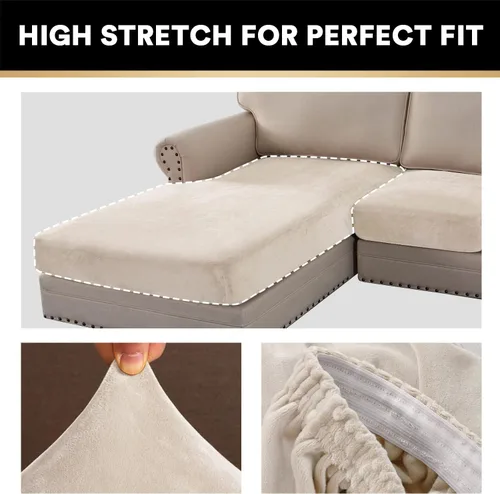 Miniatura 5 de PrinceDeco - Fundas de sofá seccional de 4 piezas, fundas de sofá de terciopelo separadas en forma de L para chaise izquierda/derecha