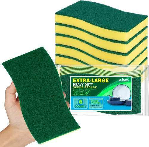 Miniatura 13 de AIDEA Esponjas de cocina, paquete de 24 esponjas de platos resistentes, esponja de limpieza para el hogar y la cocina, suministros de limpieza sin