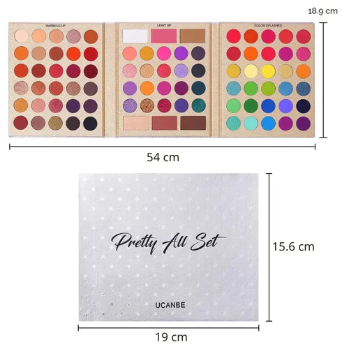 Miniatura 6 de UCANBE Paleta de sombra de ojos profesional de 86 colores con 15 brochas de maquillaje, purpurina mate de larga duración, altamente pigmentada