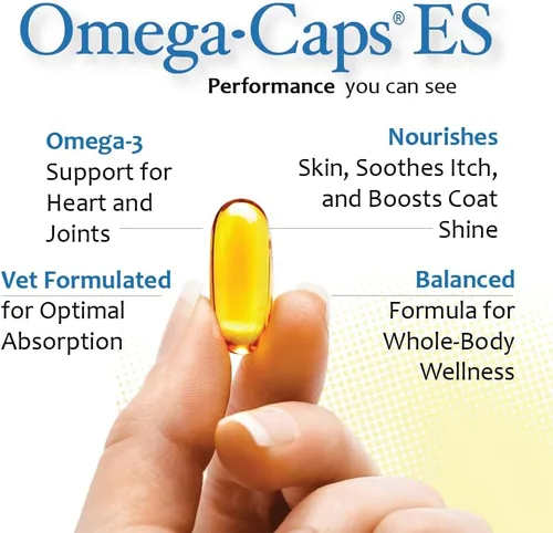 Miniatura 2 de Omega Caps ES Extra Strength para perros grandes y gigantes Omega-3 y Omega-6 Suplemento antioxidante de ácidos grasos formulado por veterinarios
