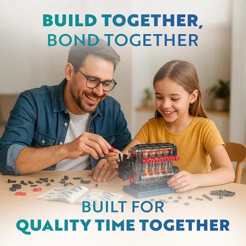 Miniatura 4 de Playz Kit de modelo de motor en línea 6: construye tu propio motor STEM en línea 6 pequeño que funciona para adultos y niños de 10 a 12 años, kit