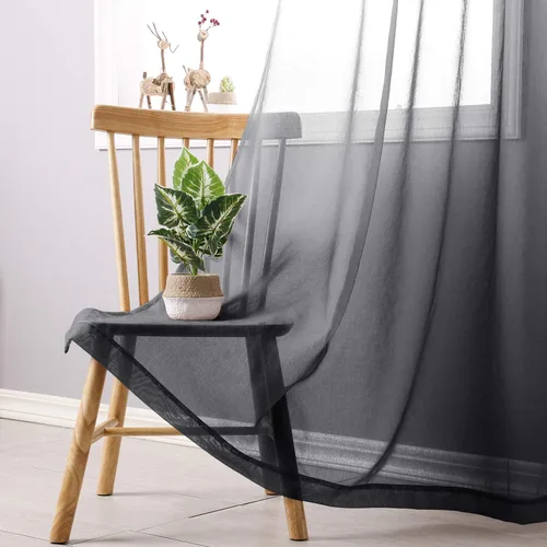 Miniatura 2 de DWCN Cortinas Transparentes Ombré - Cortinas de Lino Sintético con Gradiente Semi Voile con Ojales en la Parte Superior para Dormitorio y Sala