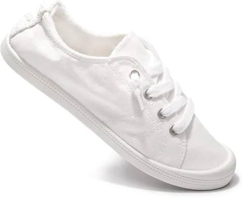Miniatura 3 de Tenis de lona para mujer, sin cordones, caña baja, informales, clásicos, cómodos, planos, a la moda
