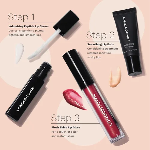 Miniatura 7 de LONDONTOWN Dainty, Sun Kissed Coral, tubo de brillo de labios de felpa, hidratante profundo, bálsamo acondicionador no pegajoso