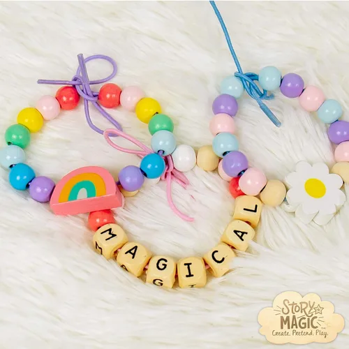 Miniatura 4 de Story Magic Horizon Group USA - Cuentas ABC de madera de alta calidad, hace más de 10 piezas de joyería, más de 350 cuentas de madera y dijes
