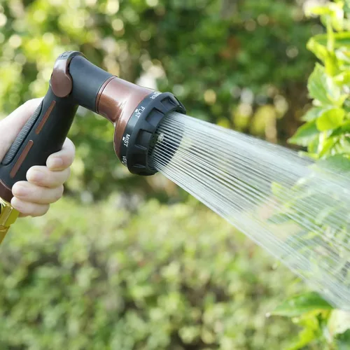 Miniatura 7 de FANHAO Boquilla de manguera de jardín, rociador de manguera de agua de metal 100% resistente con 8 patrones de pulverización, boquilla de agua