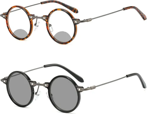 Gafas de lectura bifocales fotocrómicas de transición al aire libre para mujeres hombres 2 unids ronda presbicia lectores gafas de sol UV400