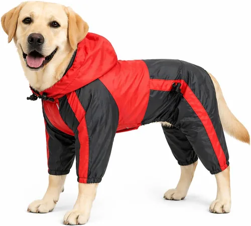 Miniatura 10 de Ropa para mascotas, ropa para perro, ropa para lluvia, nieve, impermeables, cuatro patas, impermeable para perros pequeños, medianos, grandes, Rojo