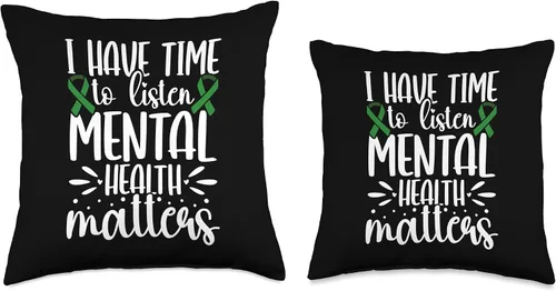 Miniatura 3 de Mental Health Awareness I Have Time To Listen Green Ribbon Throw Pillow