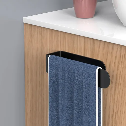 Miniatura 6 de HUFEEOH Toallero de mano – Barra de toalla de mano negra, barra de toalla de baño autoadhesiva de acero inoxidable, adhesivo para pared Negro