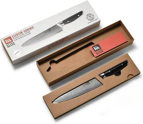 Miniatura 7 de Klaus Meyer Luxor - Cuchillo de chef de 8 pulgadas, cuchillo de cocina de damasco, cuchillo de chef japonés VG10 de acero inoxidable de alto carbono