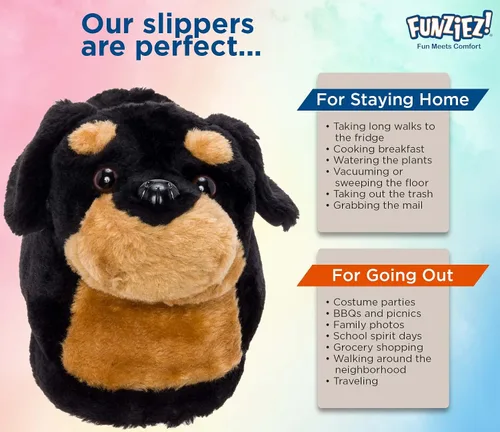 Miniatura 5 de Funziez! Pantuflas peludas para perros para mujeres y hombres, divertidas, zapatos de casa, animales, lindas novedades, gran regalo para el día
