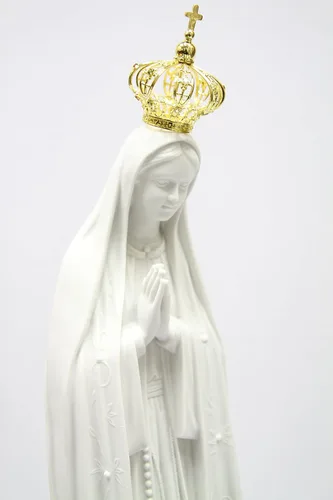 Miniatura 3 de Vittoria Collection Figura de escultura de Virgen María con corona blanca de 28 pulgadas, hecha en Italia, interior y exterior, para jardín, gruta