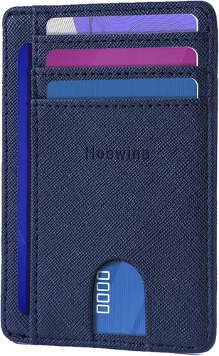 Miniatura 8 de Hoewina Cartera delgada para hombre, bolsillo frontal minimalista con bloqueo RFID, billetera de cuero delgada para tarjetas de viaje, regalos