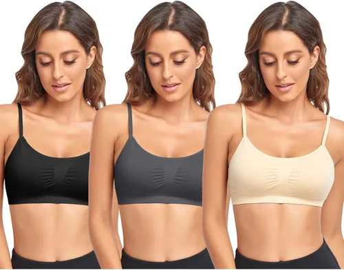 Miniatura 22 de Litthing Bralettes Padded for Women Cami Strap Bra Seamless Sportsbra Wireless Comfort Yoga Lightly T-Shirt Tank Tops