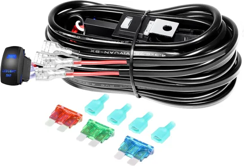 Miniatura 15 de SKYWORLD Kit de arnés de cableado de 1 cable de 10 pies para barra de luz de trabajo LED, interruptor de encendido/apagado de 14 V, kit de arnés