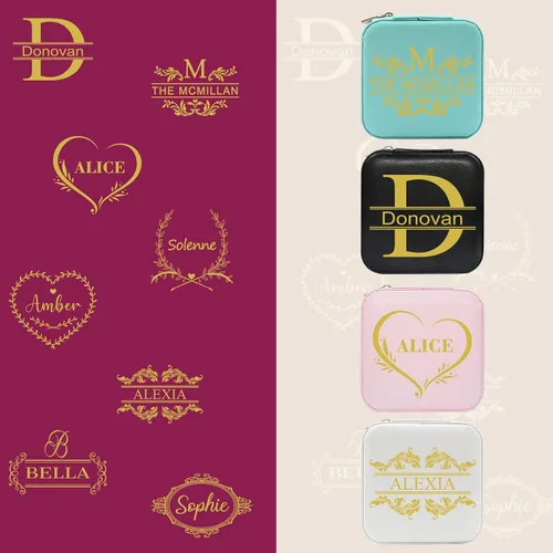 Miniatura 13 de Joyero personalizado para regalos de dama de honor, flor de nacimiento, inicial, joyería de viaje personalizada para mujeres, organizador de joyas