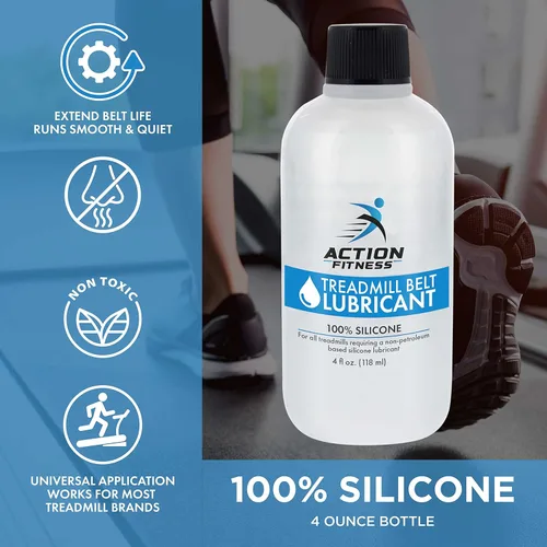 Miniatura 2 de Action Fitness Lubricante de cinta de correr 100% silicona para mantenimiento de la correa, botella de 4 onzas, aplicadores duales para una fácil