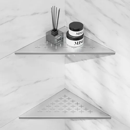 Miniatura 10 de lives Estante de ducha esquinero con diseño de ranura de 10 pulgadas, estantes de ducha empotrados para pared de azulejos, estantes esquineros