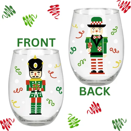 Miniatura 4 de BANBERRY DESIGNS Cascanueces - Decoración navideña - Copas de vino sin tallo - Juego de 8 - Diseño de soldado de juguete navideño - Capacidad de 20