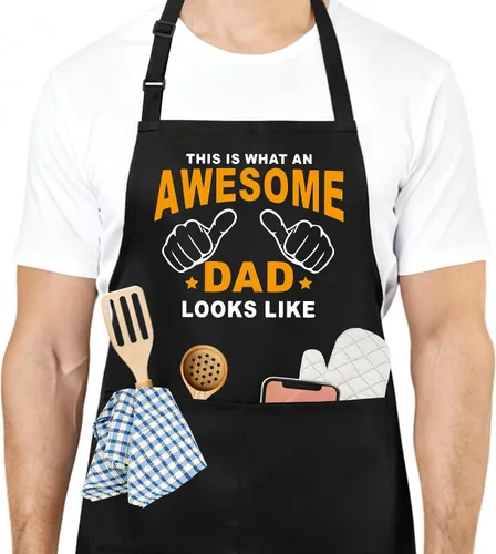 Miniatura 21 de Divertido delantal de cocina para mujeres y hombres, delantal de cocina para hornear con 2 bolsillos, lindo regalo de cumpleaños, Navidad, día