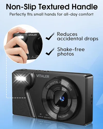 Miniatura 6 de Cámara Digital con Lente Frontal y Trasera, Cámara de Enfoque Automático de 64MP 4K para Fotografía con Tarjeta de 32GB, Cámara Compacta Portátil