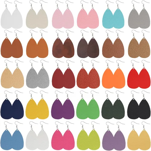 Miniatura 4 de CDY Juego de 30 hojas de piel sintética sintética maciza de 8.2 x 6 pulgadas, hojas de tela de cuero suave adecuadas para hacer lazos, aretes