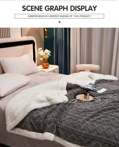 Miniatura 6 de Manta Sherpa cálida para invierno, manta de sofá, manta ligera y cálida, súper suave y mullida, franela gruesa y reversible de terciopelo cálido