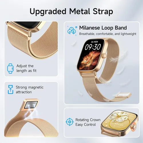 Miniatura 9 de Reloj inteligente para hombres y mujeres, 1.85" HD, reloj inteligente compatible con iPhone/Samsung/Android (responder/hacer llamadas), más de 100