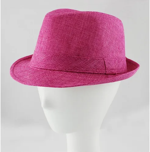 Miniatura 18 de ECYC Sombreros de jazz para niños, gorras de lino de color sólido para niños