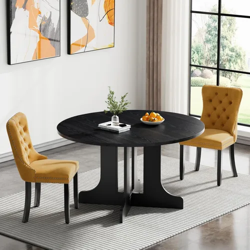 Miniatura 58 de Juego de mesa de comedor de mármol sintético blanco para 6 personas, juego de mesa de comedor extensible de 7 piezas de 63 a 78.74 pulgadas con 6