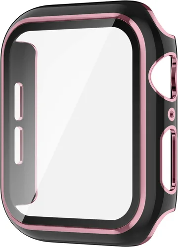 Miniatura 27 de Funda compatible con Apple Watch de 1 37⁄64 pulgadas (40 mm), serie 6/5/4/SE, con protector de pantalla de vidrio templado integrado, carcasa Negro
