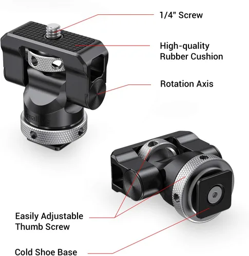 Miniatura 6 de SmallRig Soporte de montaje para monitor de campo con zapata fría y tornillo de 1/4 pulgadas para monitor de 5 pulgadas y 7 pulgadas, con giro