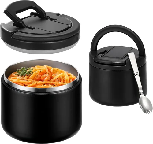 Miniatura 22 de Itslife Termo de sopa aislado al vacío de 14 onzas para comida caliente, recipiente de almuerzo para niños con tapa de hebilla a prueba de fugas