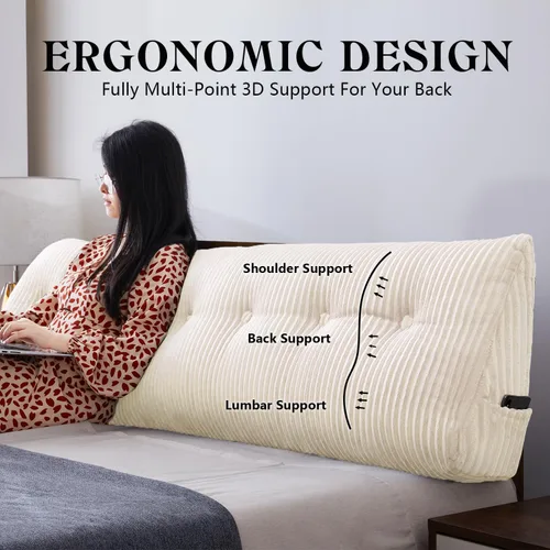 Miniatura 2 de SLIGUY Almohada Grande para Cabecero, Almohada de Cuña para Cabecero, Cojín de Descanso en Cama, Almohada de Lectura Triangular para Sentarse