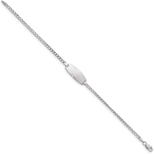 Miniatura 2 de Pulsera de identificación ovalada semisólida de oro blanco de 14 quilates 7 pulgadas de 0335in estilo DCID144W-7 Metal no conocido