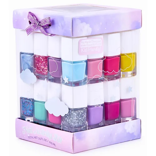Miniatura 6 de SIMPLE PLEASURES Pink Capybara Kids Nail Polish Set for Girls – 14 Water-Based Non -Toxic Nail Art Kit - Gift Set for Ages 7-12