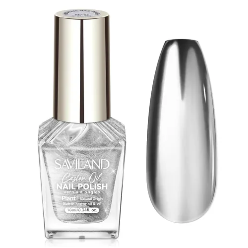 Miniatura 9 de SAVILAND Esmalte de uñas metálico dorado: esmalte de uñas espejo dorado de secado rápido, esmalte de uñas cromado regular, fácil de usar y quitar
