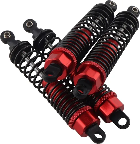 Miniatura 4 de 4 amortiguadores delanteros y traseros, suspensión ajustable de 3.858 in de aluminio para autos RC 1/10 HSP 94166 94106 94107 94155 94170 Buggy Rojo