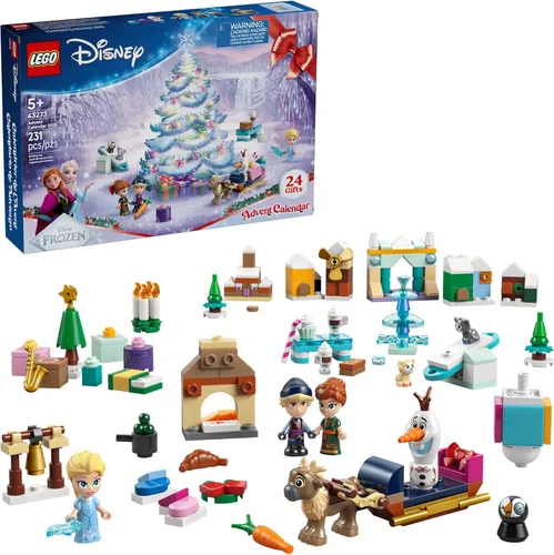 Calendario de Adviento LEGO Disney Frozen 2025 para niños - Juego de cuenta regresiva navideña para niños y niñas, a partir de 5 años - Minimuñecas