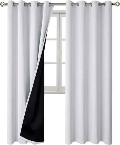 Miniatura 8 de BGment - Cortinas con aislamiento térmico para habitación, 100 % opacas, con forro negro, cortina de doble capa con ojales, reduce el ruido
