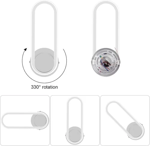 Miniatura 3 de XEYOU Aplique de pared interior moderno de 12 W, giratorio de 330 °, luz de pared blanca para dormitorio, sala de estar, hotel, pasillo, pasillo