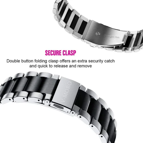 Miniatura 4 de Correa V-MORO Compatible con Galaxy Watch de 46 mm (2019) / Correas para Gear S3 / Gear S3 Classic / Galaxy Watch de 45 mm para hombre, de acero