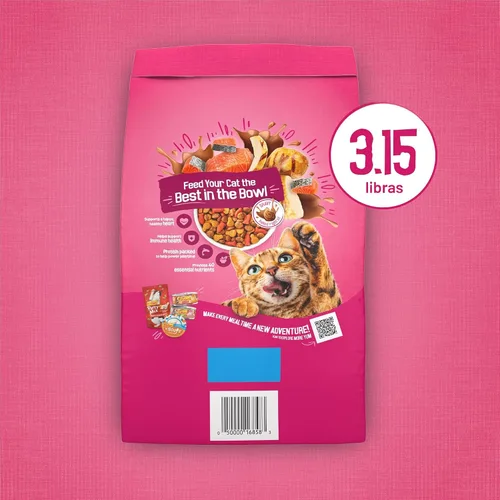 Miniatura 11 de Purina Friskies - Remolinos de salsa con sabores de pollo, salmón y salsa, comida seca para gatos, bolsa de 3.15 libras
