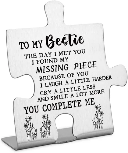 Miniatura 11 de FOKCBOCM Letrero decorativo, regalo de amistad de mejor amiga de acero inoxidable, 3.3 x 3.0 pulgadas