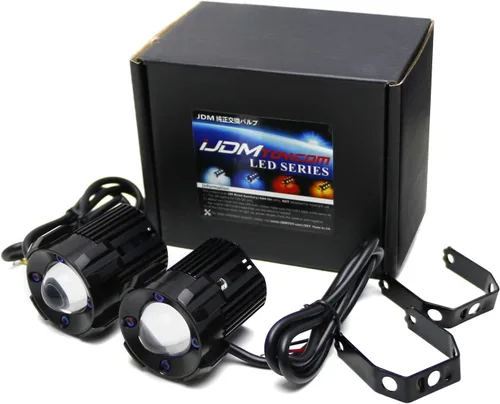 Miniatura 9 de iJDMTOY Juego de luz antiniebla de proyector LED mini de 20 W de alta potencia de 1 pulgada de color blanco/amarillo dual, ajuste universal