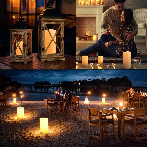 Miniatura 5 de Velas LED parpadeantes sin llama, juego de 6 velas (6 pulgadas de alto x 3 pulgadas), velas impermeables sin llama, plástico de resina, uso