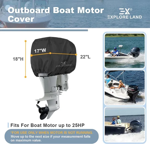 Miniatura 4 de Explore Land Cubierta para Motor Fuera de Borda - Impermeable 600D de Servicio Pesado Cubiertas de Capó de Motor de Barco - Apta para Motor de hasta